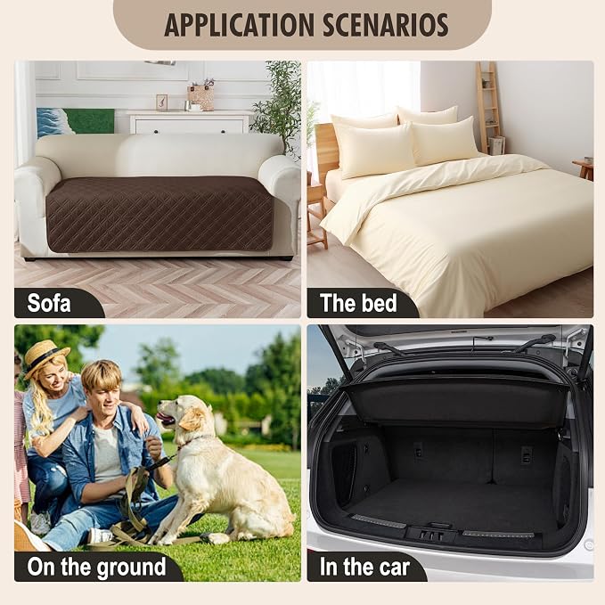 Genina Waterproof Couch Cover, Washable Anti-Slip 78inch Sofa Covers - Image 6