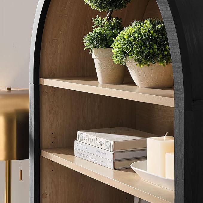 Modway Nolan Tall Arched Storage Display Cabinet in Black - Image 6