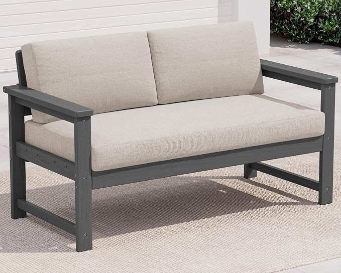 SERWALL Gray HDPE Outdoor Loveseat by SERWALL