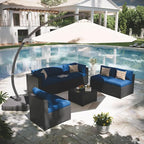 Aoxun Patio Furniture Set with Umbrella, 8 Piece Outdoor Sectional Sofas - Image 9