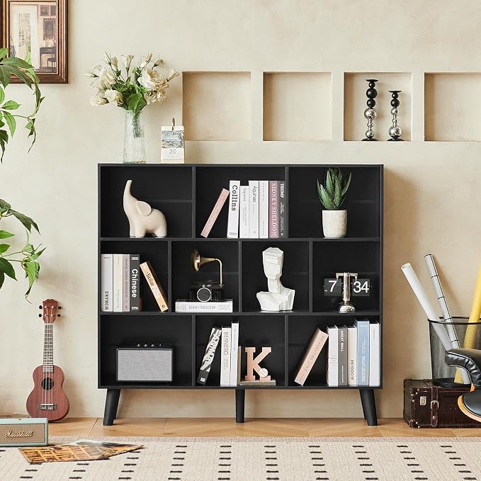 LEYAOYAO 10 Cube Bookshelf, 3 Tier Modern Wide Bookcase - Image 6