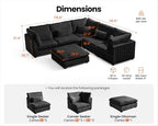 115" Oversized Corduroy Couch Modular Sectional Sofa, Washable Cloud Couch - Image 2