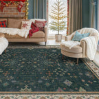 Vintage Dark Green 6x9 Dining Room Rugs - Image 9