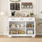 HOSTACK Modern Farmhouse Sideboard Buffet Cabinet, Barn Doors Buffet Storage - Image 4