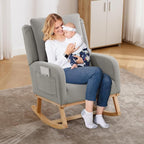 HCHAIRH Rocking Chair Nursery, Upholstered Fabric Nursing Rocking Chairs - Image 9