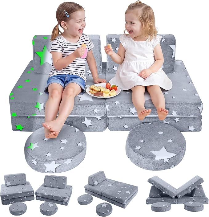 MeMoreCool Kids Play Couch, 8-Piece Modular Toddler Couch by MeMoreCool