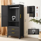 GAIOUS Steel Armoire Wardrobe Closet, 1 Adjustable Shelf and 2 Drawers - Image 2