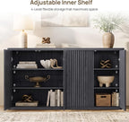 SICOTAS Buffet Cabinet with Storage Accent Sideboard with 8 Doors 132.6" Fluted - Image 6