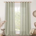 Linen Curtains for Living Room 84 Inch Length, Bronze Grommet Light Filtering by LAMIT