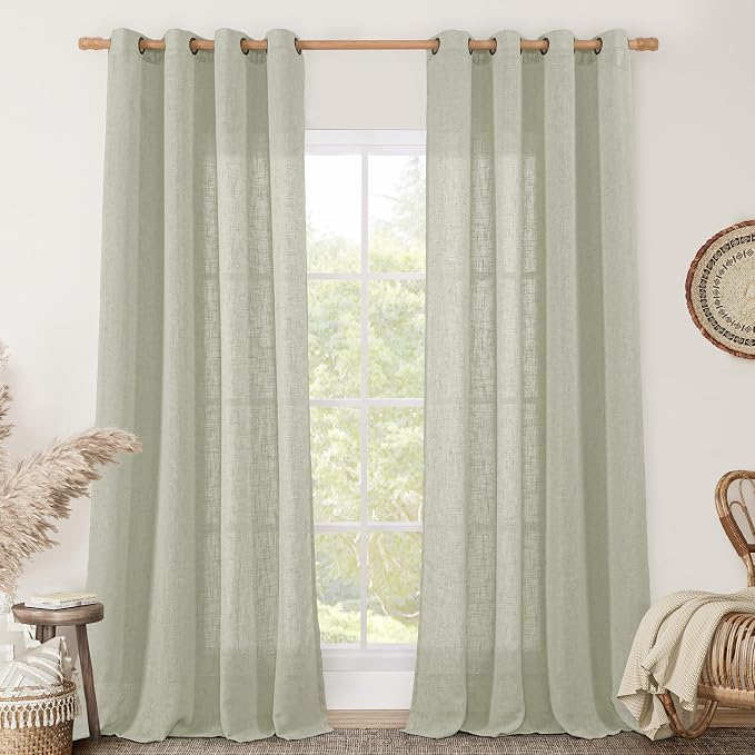 96 Inch Long Sheer Linen Curtains by LAMIT