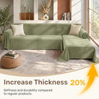 2 Pieces Sectional Couch Covers L Shaped Cover XXXL Light Sage | Thick Washable - Image 3