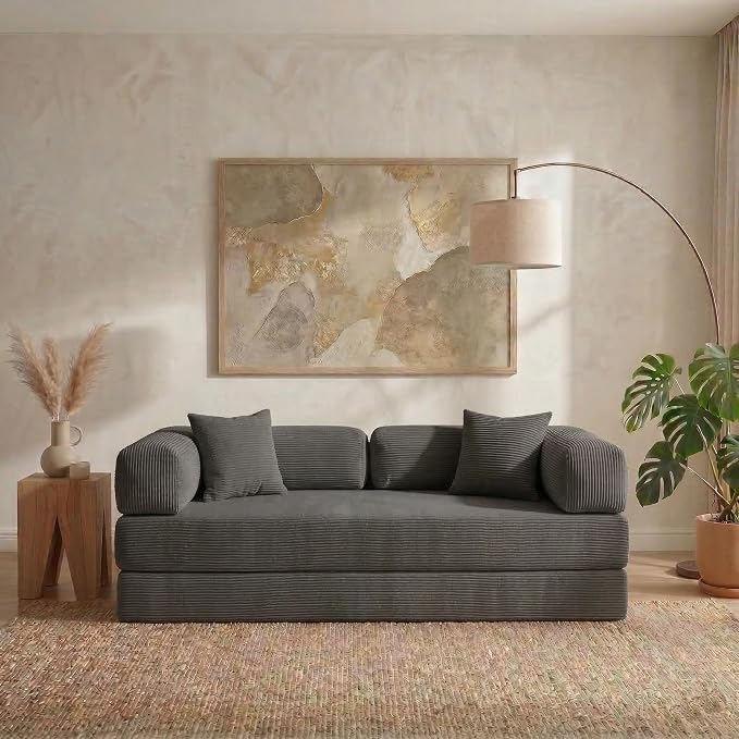 78" 4-in-1 Convertible Sofa Bed, Boneless Corduroy Sleeper Couch - Image 8