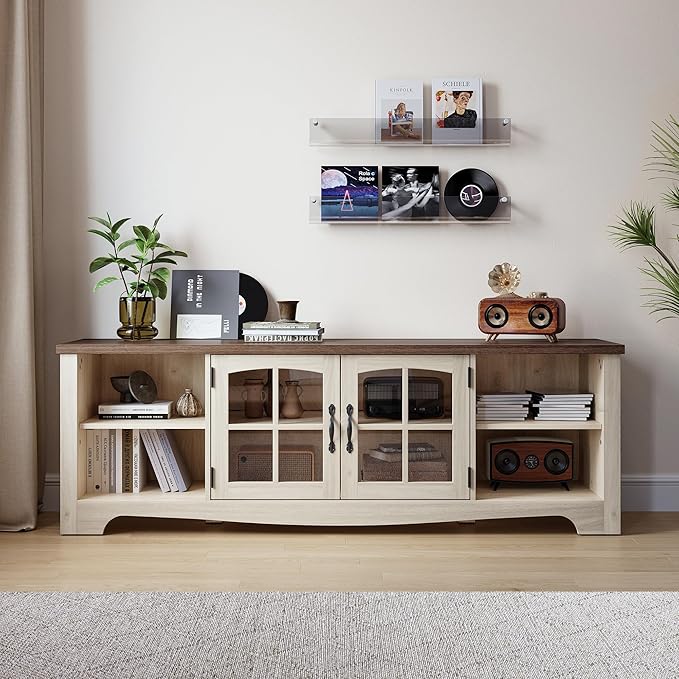 LINSY HOME TV Stand for 75 Inch TV, Modern Farmhouse Entertainment Center - Image 7