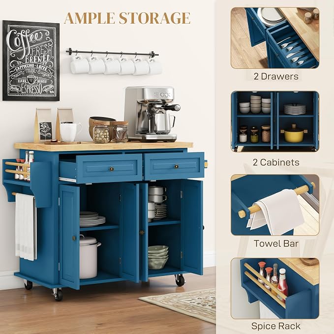 HOMCOM Kitchen Island Cart - Image 5