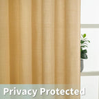 Caramel Brown Linen Curtains for Living Room 84 Inch Length 2 Panels | Faux - Image 3