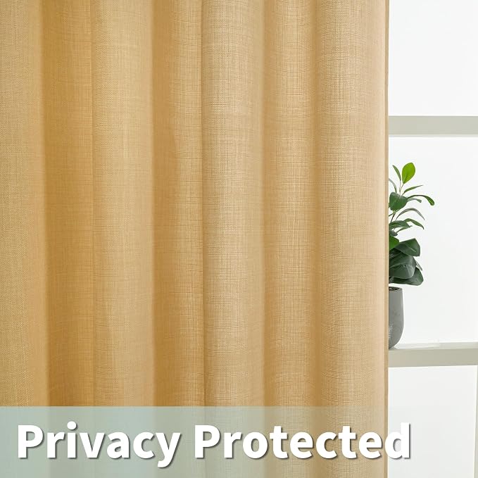 72 inch Long Linen Curtains for Bedroom 2 Panels, Caramel Brown | Light - Image 3