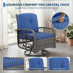 3-Piece Outdoor Patio Furniture Set, 2 Swivel Rocking Chairs and Tempered Glass - Image 4