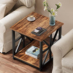 GreenForest End Table with 2-Tier Storage Shelf, 19.7 inch Side Table - Image 2