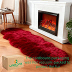 linmopm Faux Fur Rug Sheepskin Shag Fluffy Fuzzy Red 2x6 ft Runner Rugs - Image 2
