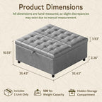 LINLUX Extra Large Leather Storage Ottoman, 35.5 Inch Large Square Lift Top - Image 2