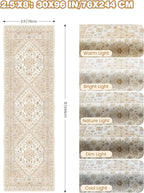 Kitchen Runner Rug Non Slip Washable Rugs 2.5x8, Cream/Beige | Soft Low Pile - Image 2