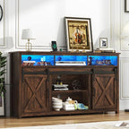 LED Farmhouse TV Stand for 65 inch TVs, Rustic Entertainment Center TV Cabinet - Image 6