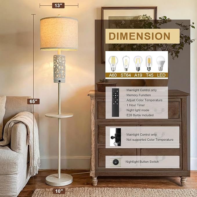 OYEARS Dimmable Farmhouse Floor Lamp - Image 7