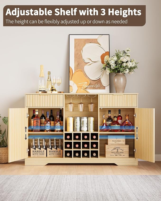 55" Fluted Wine Bar Cabinet - Image 4