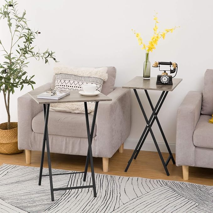 HOOBRO Folding TV Tray Tables, Industrial Snack Tables - Image 2
