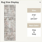 Soalmost Abstratc Runner Rug 2x6 Kitchen Hallway Runners Pink/Grey | Low-Pile - Image 5