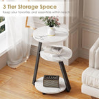 BEWISHOME Round End Table Marble Side Table - Image 5