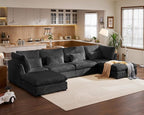 154" Oversized Corduroy Couch Modular Sectional Sofa, Washable Cloud Couch - Image 4