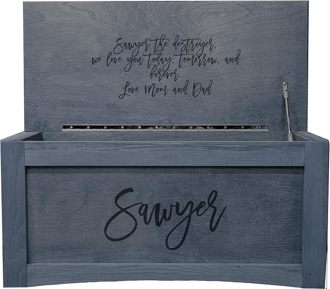 Personalized Engraved Wooden Toy Box by Handmade