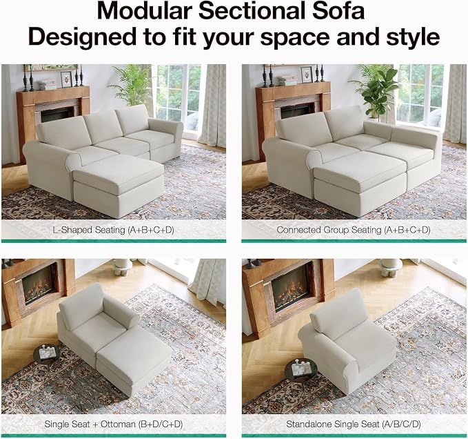 Novilla 138" Modular Sectional Sofa, Modular Sectional Couches - Image 18