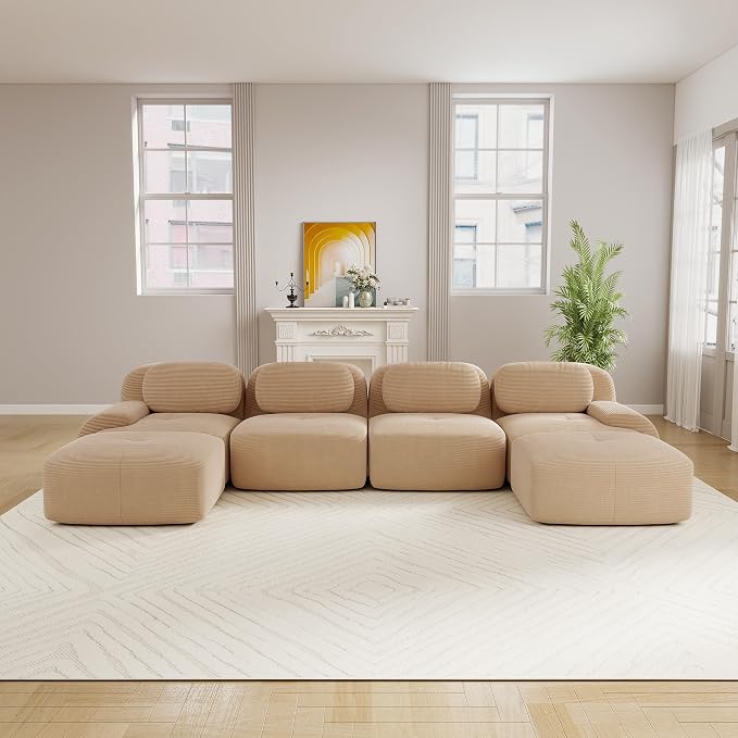 Boneless Sectional Couch, No Assembly Required, 152.7” U Shaped Modular Cloud - Image 2