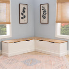Linon Harris Natural and White Two Tone Backless Corner Breakfast Nook - Image 7