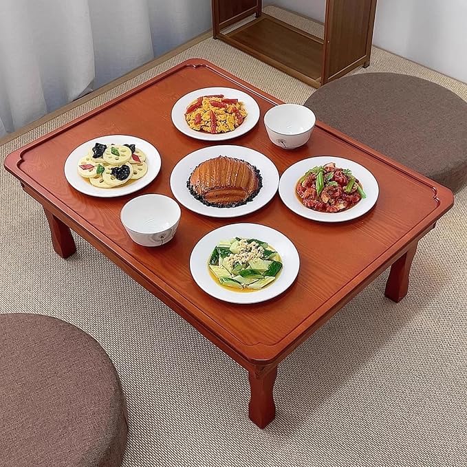 Rectangle Folding Low Coffee Table, Japanese Style Solid Wood Floor Table - Image 5