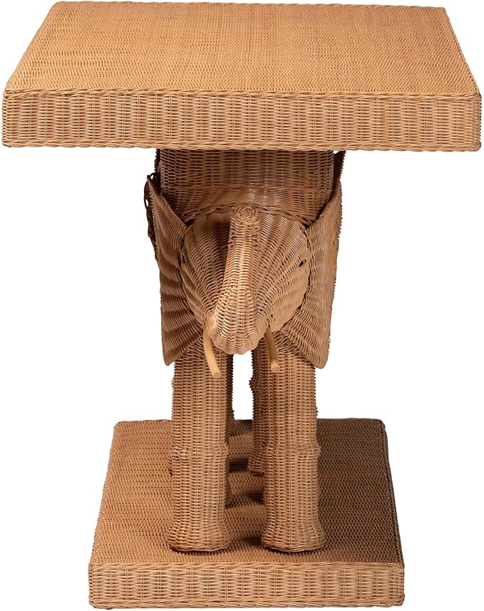 Bali & pari Elissa Bohemian Honey Rattan Elephant Console Table - Image 5