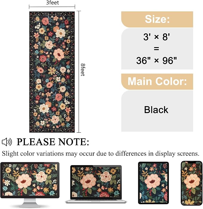 DUKINO 3x8 Kitchen Runner Rug, Washable Rug - Image 2