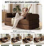79in Convertible Sofa Bed, Corduroy Boneless Couch Bed, Futon Sleeper Sofa Pull - Image 3