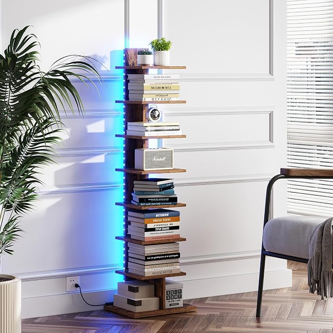 TUTOTAK Narrow Bookshelf, 8-Tier Bookcase - Image 7