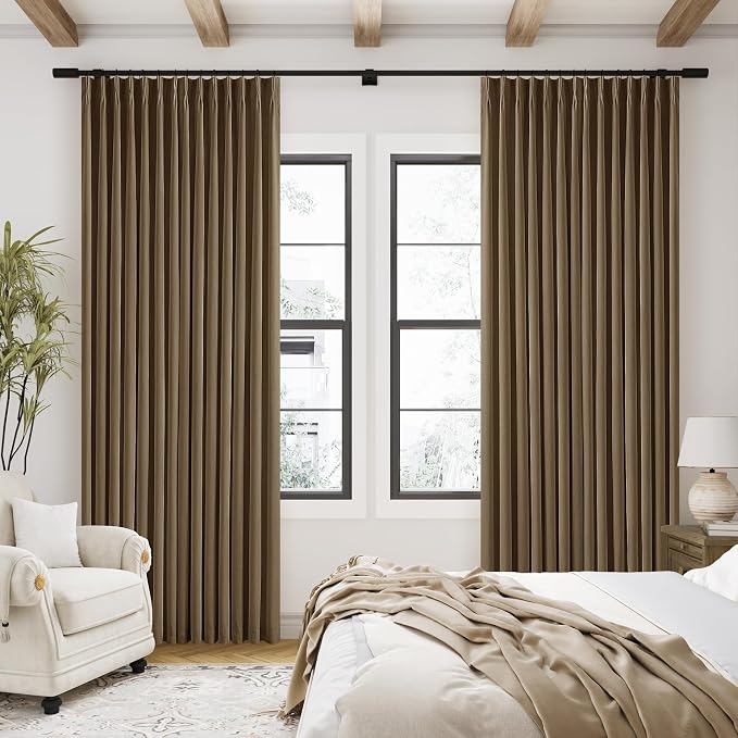 Dutch Cocoa Pleated Linen 100% Blackout Curtains 90 Inches Long - Image 7