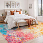 Rugflix 6x9 Area Rugs for Living Room, Washable Colorful Rainbow Large Rug | - Image 2