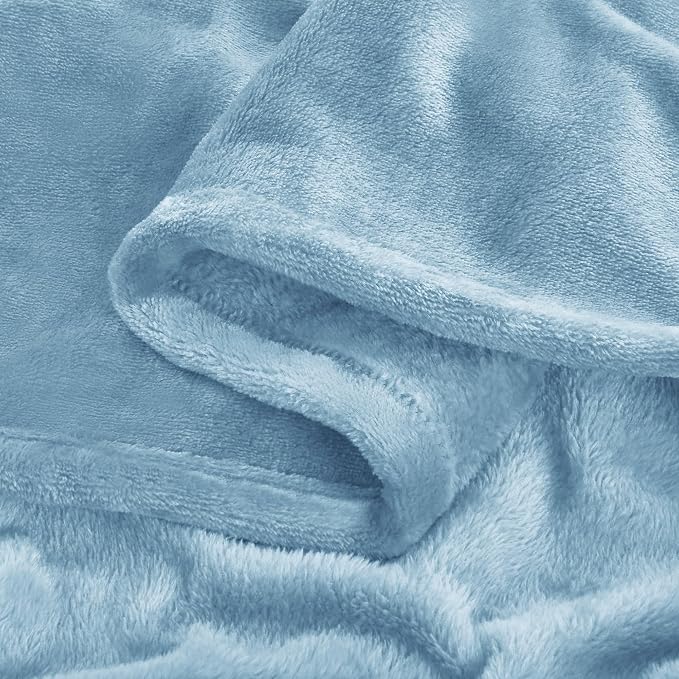 BEDELITE Fleece Blanket Soft Plush Twin Size Blanket Washed Blue 60"x80" | - Image 6