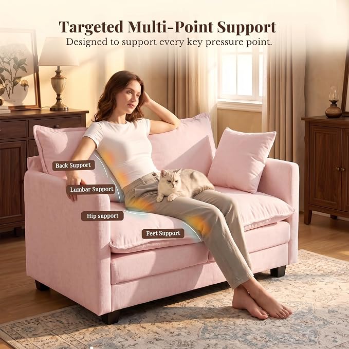 Loveseat Sofa with Cloud 3-Layer Cushion & 27" Deep Seat, Modern Love Seat - Image 6