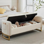 66" End of Bed Storage Bench King Size, Velvet Storage Benches - Image 9