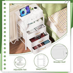 Furnulem Night Stand with Charging Station, 28.3 Inch Tall Bedside Table with - Image 7