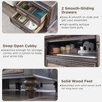 T4TREAM 24'' Farmhouse End Table w/4 Solid Wood Feet Set of 2, Large 2 Drawers - Image 4