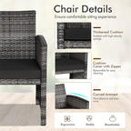 Goplus 4-Piece Rattan Patio Furniture Set, Outdoor Wicker Conversation Sofa - Image 4