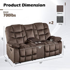 HAOMARKETS Manual Reclining Loveseat Sofa Set of 2 - Image 2